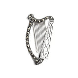 Broche de arpa de marcasita plateada