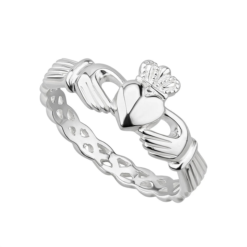 Sterling Silver Celtic Knot Claddagh Ring