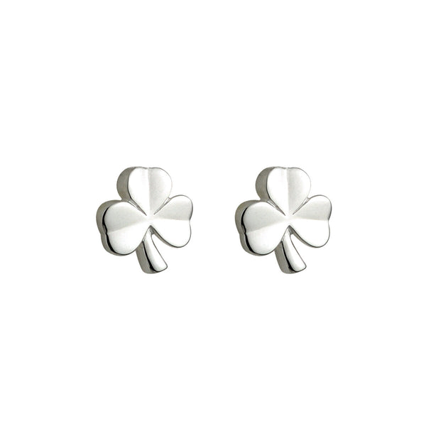 Silver Kids Shamrock Stud Earrings
