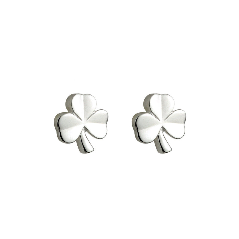 Silver Kids Shamrock Stud Earrings