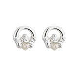 Pendientes Claddagh de Perlas con Baño de Rodio