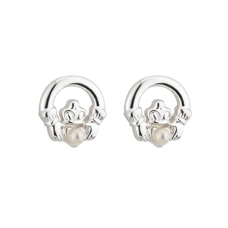 Pendientes Claddagh de Perlas con Baño de Rodio