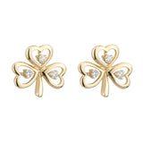 9k Cz Shamrock Stud Earrings