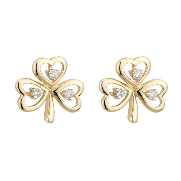 9k Cz Shamrock Stud Earrings