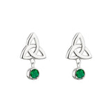 Pendientes Colgantes Nudo Celta de Plata de Ley con Cristal Verde