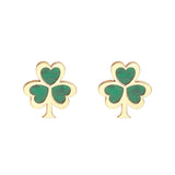 10k Gold Malachite Shamrock Stud Earring