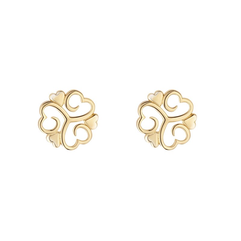 10k Gold Fancy Shamrock Stud Earrings