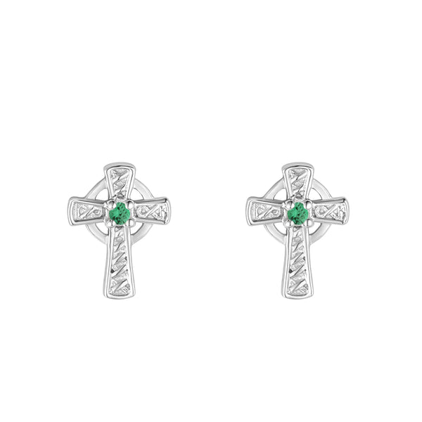 Pendientes de plata de ley con cruz de cristal