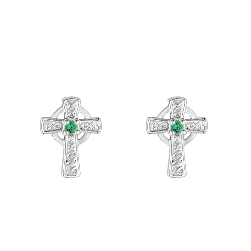 Pendientes de plata de ley con cruz de cristal