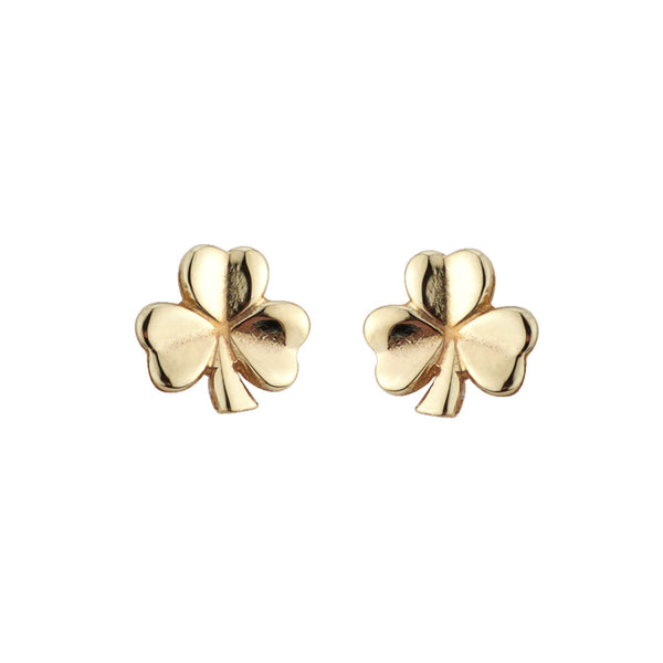 10k Gold Shamrock Stud Earrings