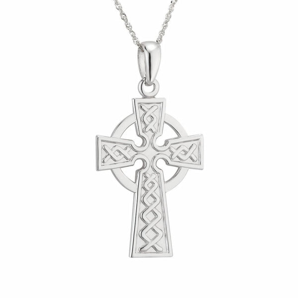 14k White Gold Celtic Cross