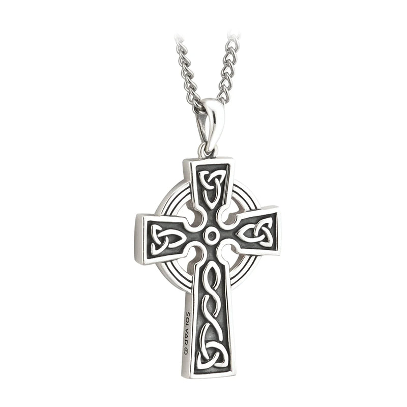 Sterling Silver Double Sided Oxidized Celtic Cross