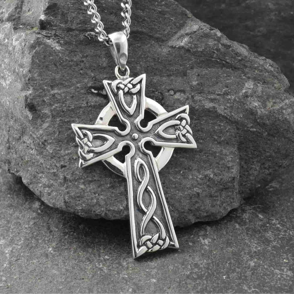 Large Sterling Silver Oxidized Celtic Cross