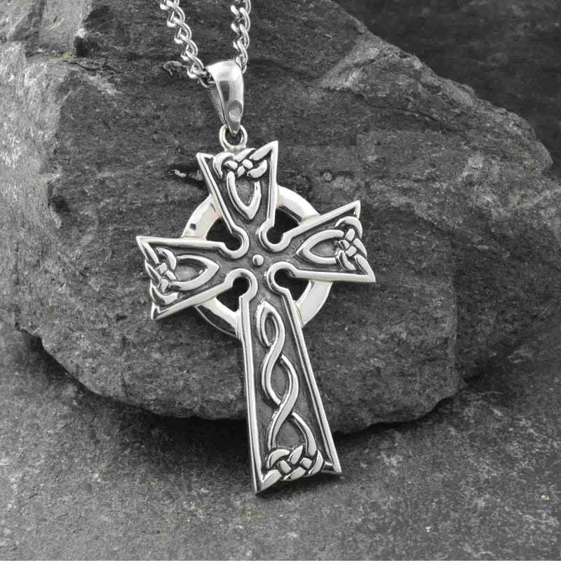 Large Sterling Silver Oxidized Celtic Cross