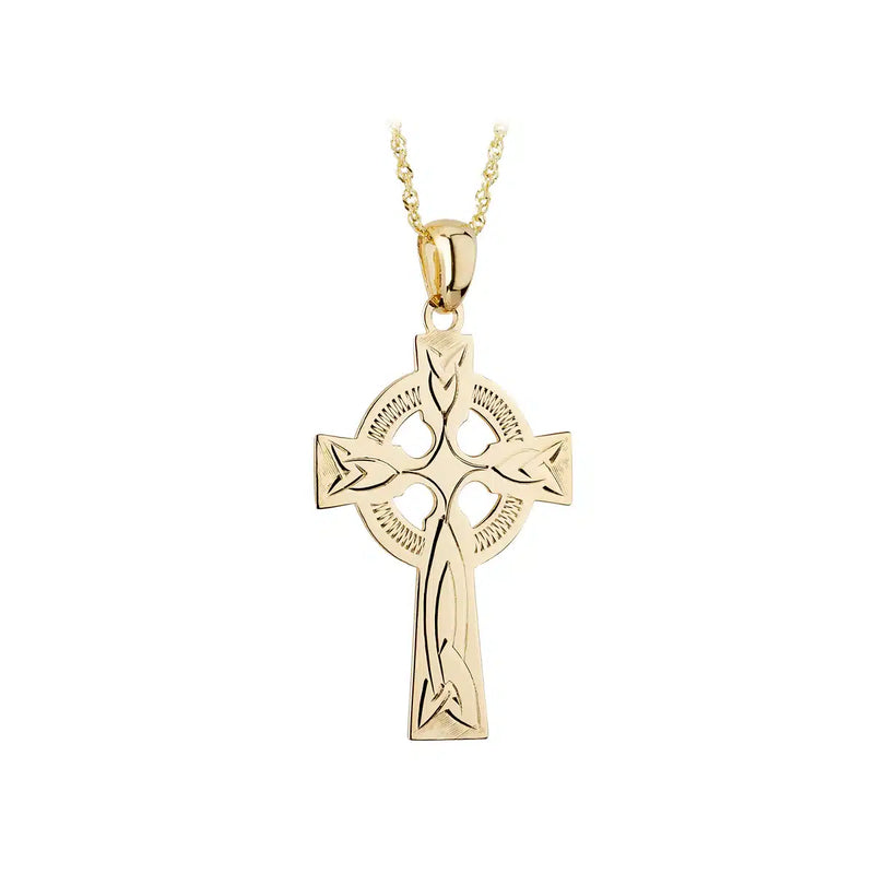 9k Solid Gold Engraved Style Cross