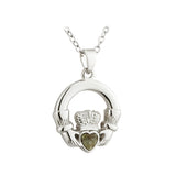 Silver Plated Connemara Marble Claddagh Pendant