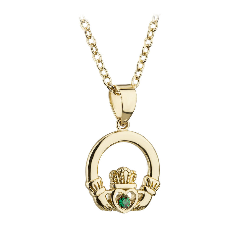 Collar con colgante Claddagh de cristal chapado en oro