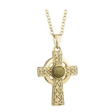 Collar con colgante de cruz de mármol de Connemara chapado en oro