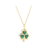 10k Gold Malachite Shamrock Necklace