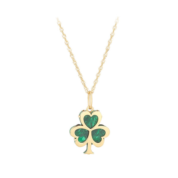 10k Gold Malachite Shamrock Necklace