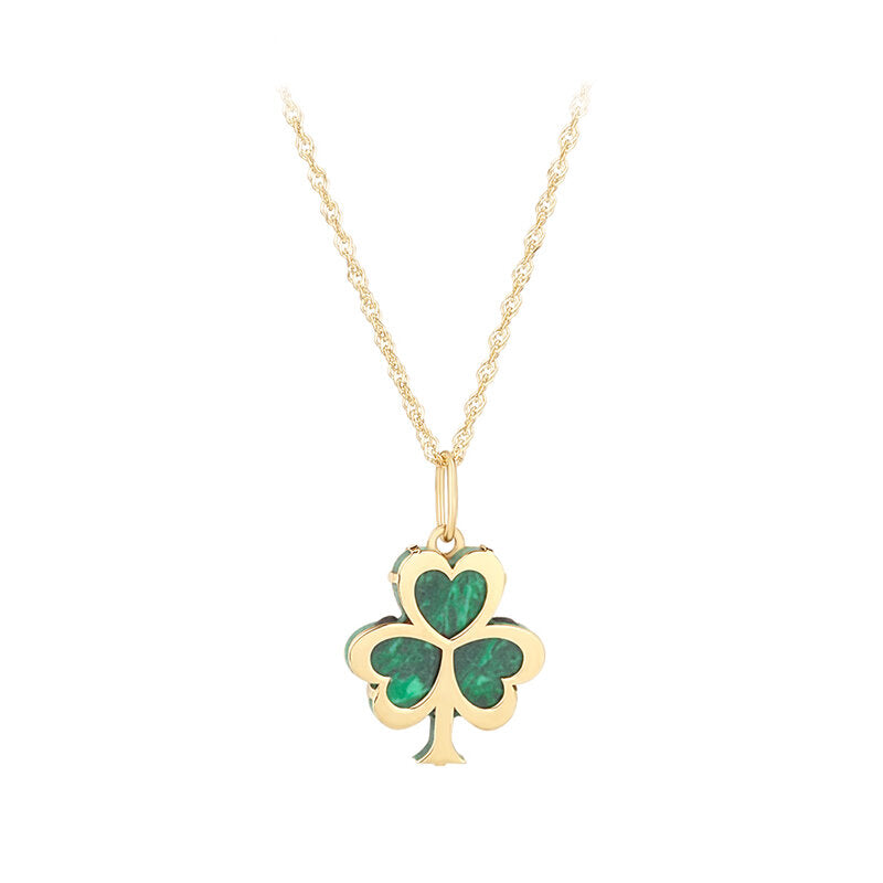 10k Gold Malachite Shamrock Necklace