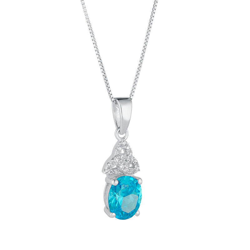 Sterling Silver March Birthstone Trinity Knot Necklace