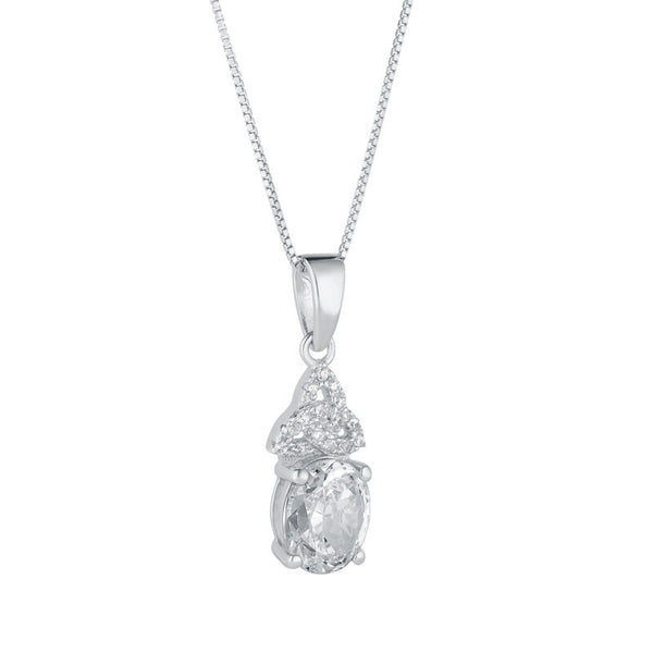 Sterling Silver April Birthstone Trinity Knot Necklace