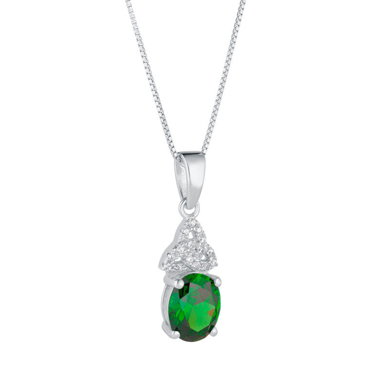 Sterling Silver May Birthstone Trinity Knot Necklace