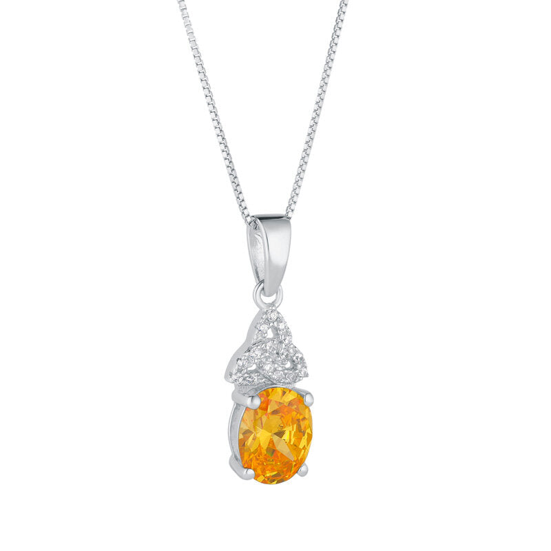 Sterling Silver November Birthstone Trinity Knot Necklace