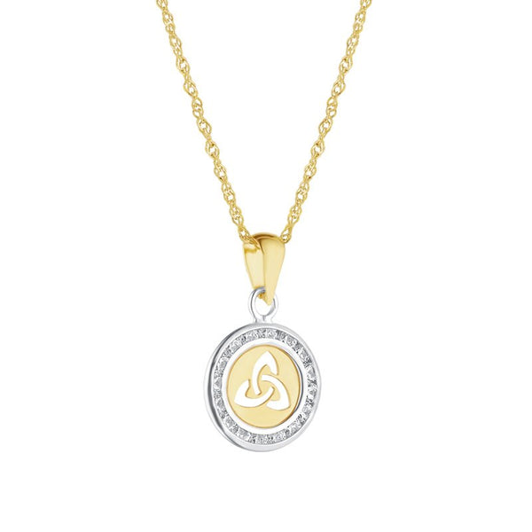 10K Gold Small Round Cubic Zirconia Trinity Knot Pendant