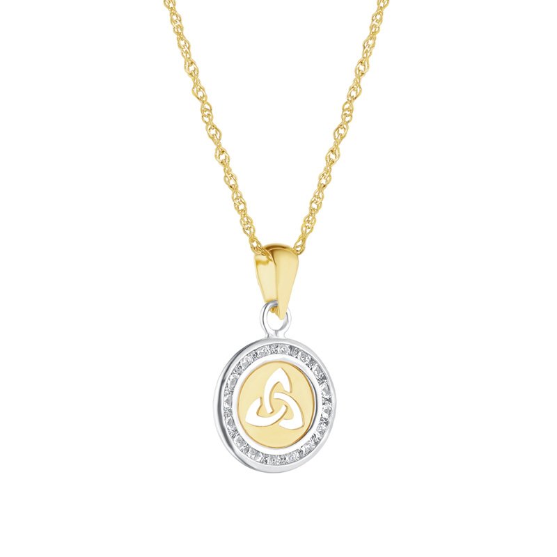 10K Gold Small Round Cubic Zirconia Trinity Knot Pendant