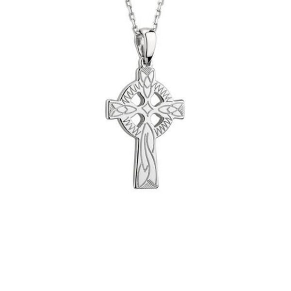 Silver Hand Engraved Celtic Cross Necklace