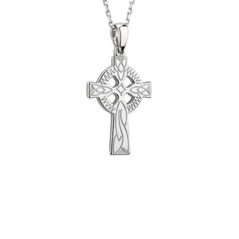 Silver Hand Engraved Celtic Cross Necklace