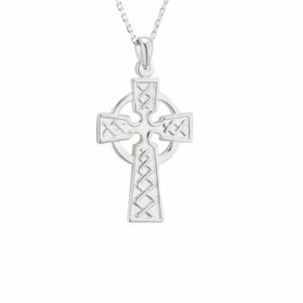 Sterling Silver Embossed Celtic Cross Necklace