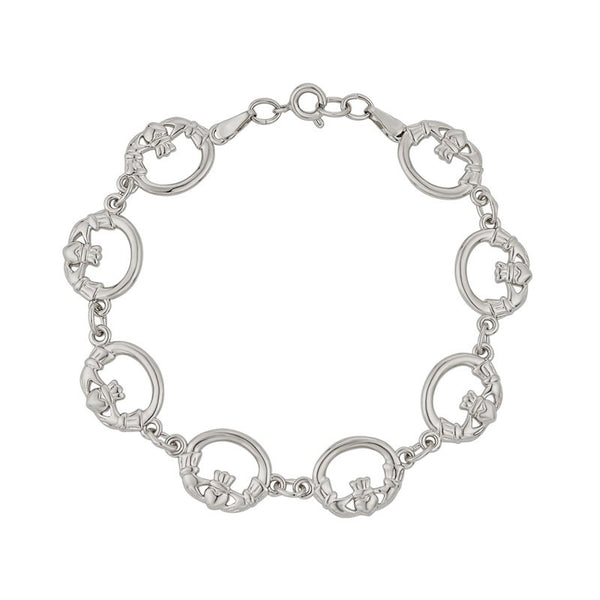 Pulsera Claddagh chapada en rodio
