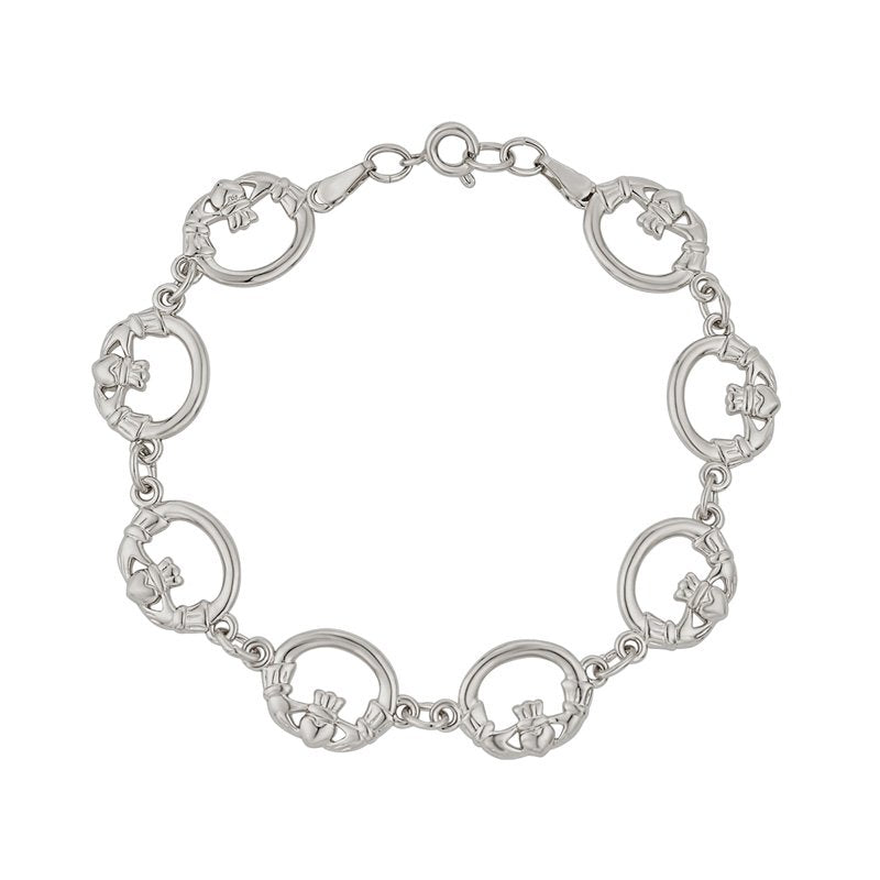 Pulsera Claddagh chapada en rodio