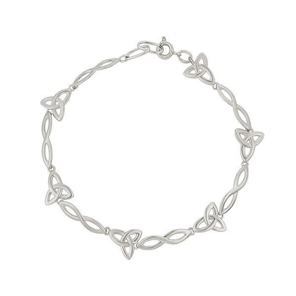 Pulsera trinitaria de eslabones celtas chapada en rodio