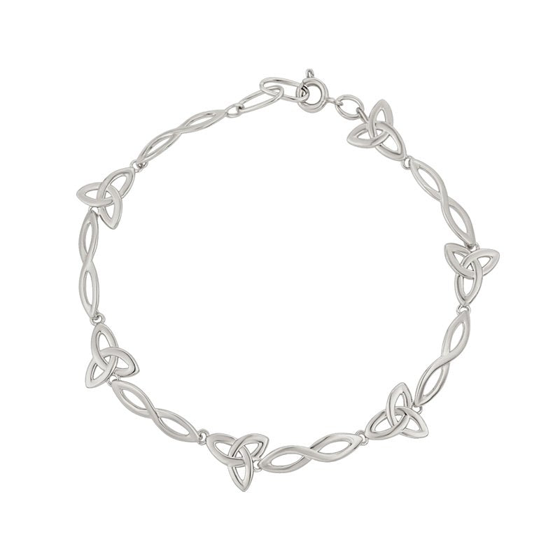 Pulsera trinitaria de eslabones celtas chapada en rodio