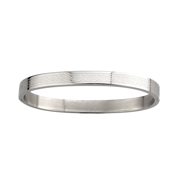Engraved Celtic Knot Bangle in Stainless Steel