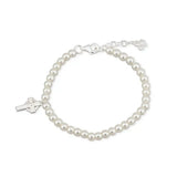 Pulsera de Perlas y Cruz Celta con Baño de Rodio