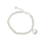 Pulsera Claddagh de Perlas con Baño de Rodio