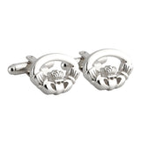 Rhodium Plated Claddagh Cufflinks