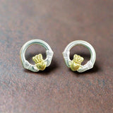 Claddagh Earrings in Silver with Gold Plating