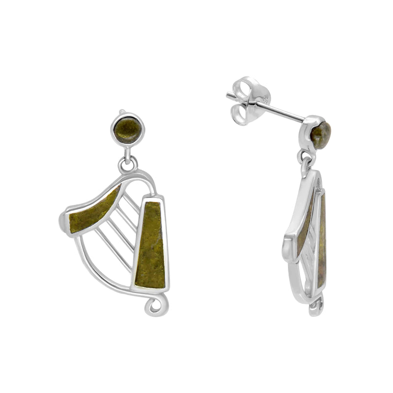 Connemara Marble Harp Earrings