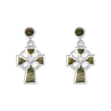 Celtic Cross Connemara Marble Earrings