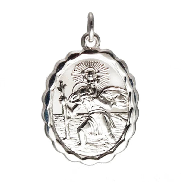 18mm St Christopher Medal Wavy