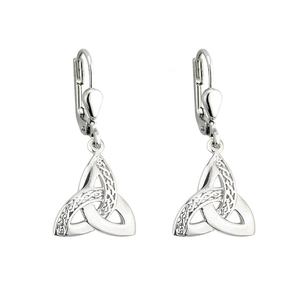 SILVER CELTIC TRINITY KNOT DROP EARRINGS 1