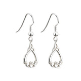 SILVER CLADDAGH TRINITY KNOT FISH HOOK EARRINGS 1