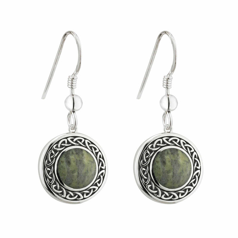 Connemara Marble Round Celtic Knot Drop Earrings 1