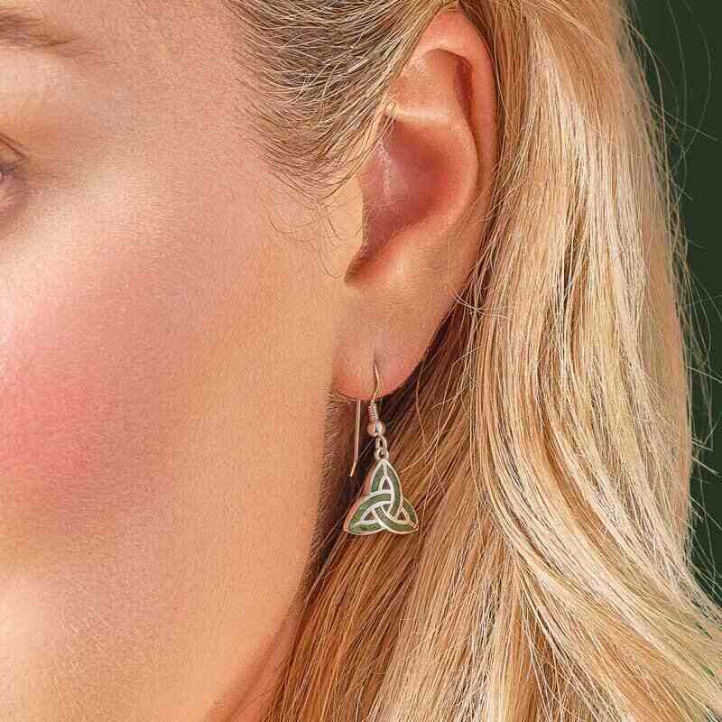 SILVER CONNEMARA TRINITY KNOT DROP EARRINGS 1